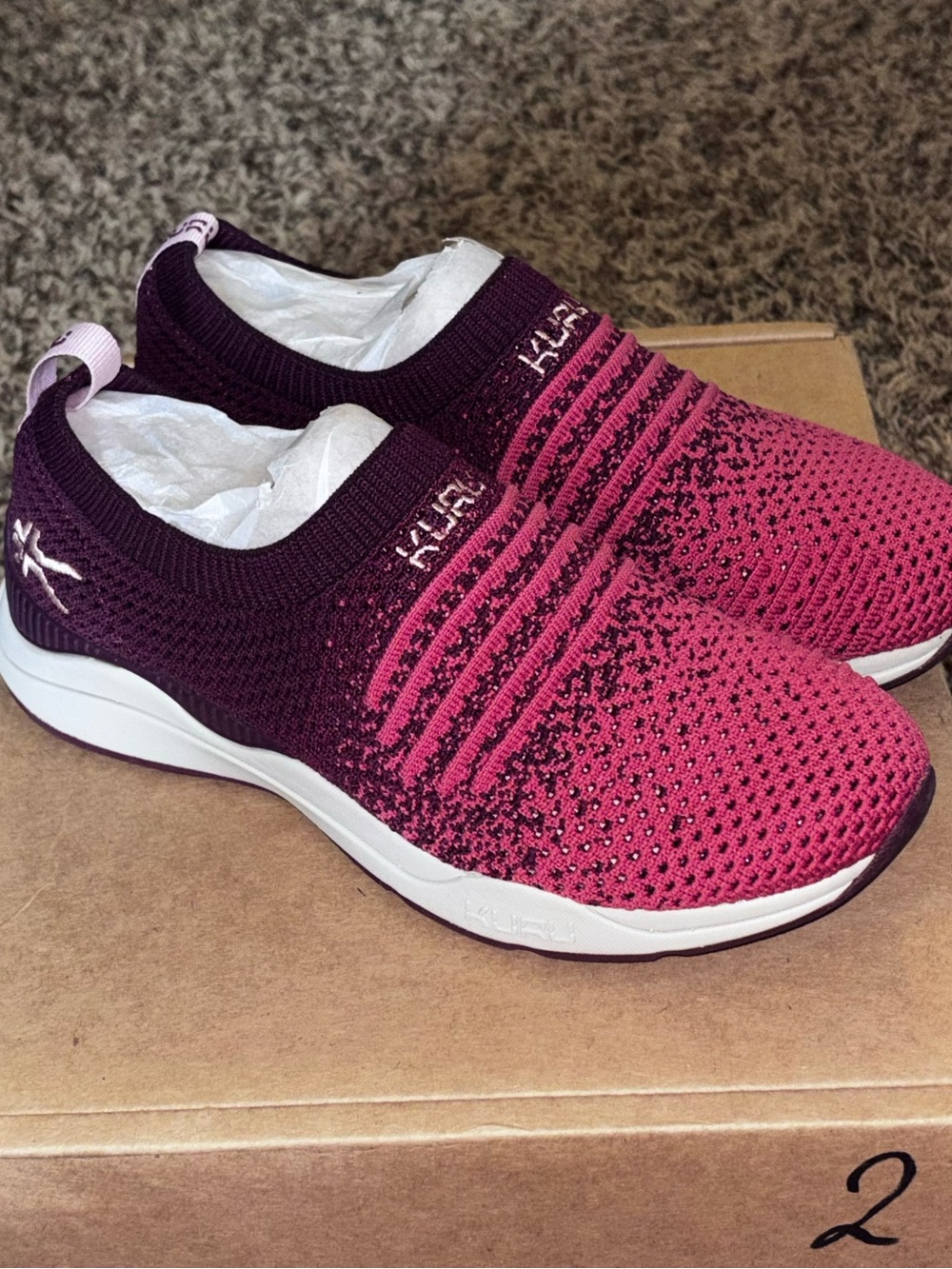 KURU Stride Womens Orthopedic Shoes Sz 6.5 W Walking Plum Rose Confetti Sneakers